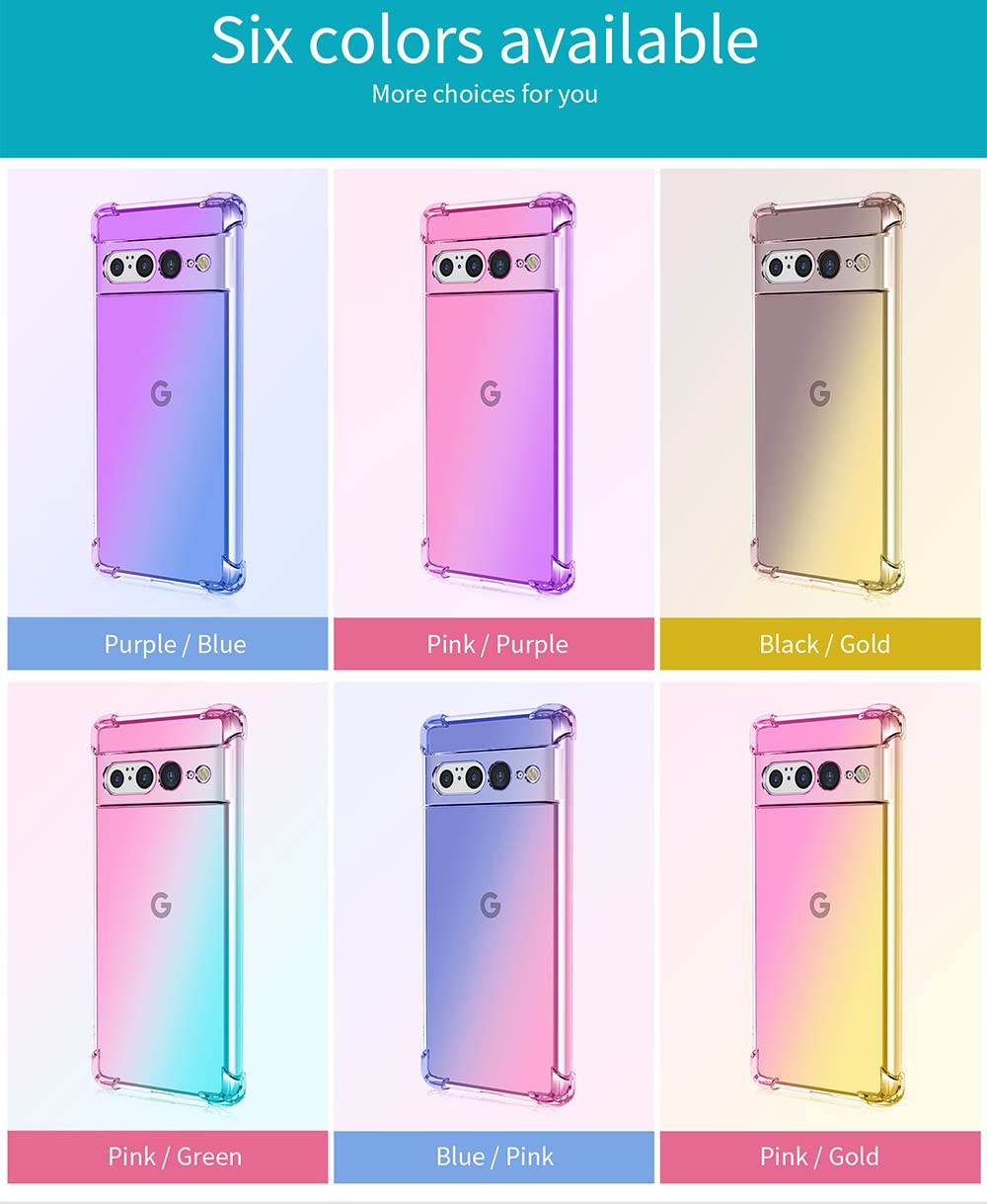 SEAHAI Cover per Google Pixel 7, Custodia Ultra Sottile ed Elegante in Silicone TPU, Glitter Placcatura Phnom Penh Design Cover Antiurto Case con 360° Anello Supporto, Rosa