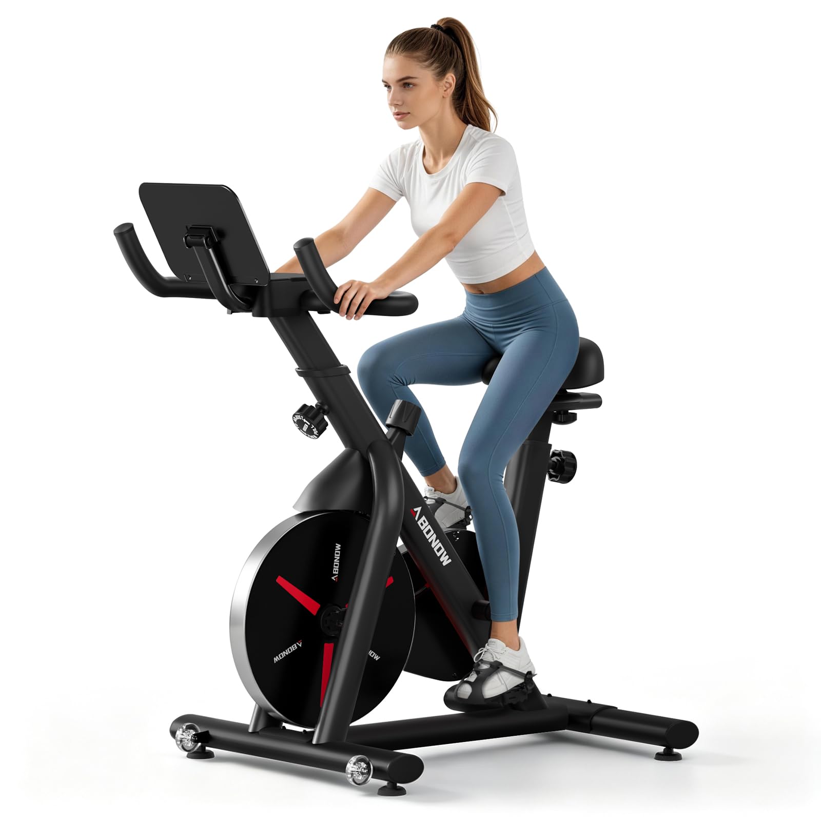 Abonow Exercise Bike with Magnetic Brake, 136 kg Capacity, Quiet Operation