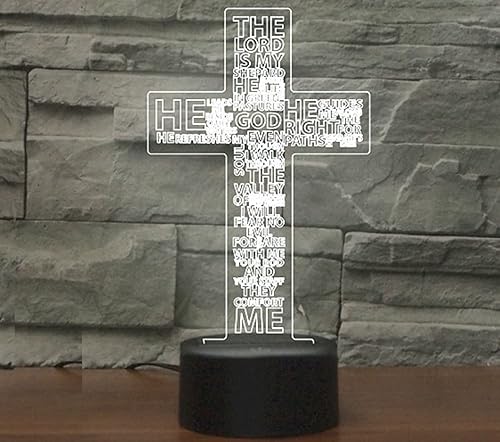 3D Jesús Cross Control Remoto 16 Color Night Lights Illusion Acrílico LED Mesa Lámpara de noche Niños Dormitorio Escritorio Decoración Cumpleaños