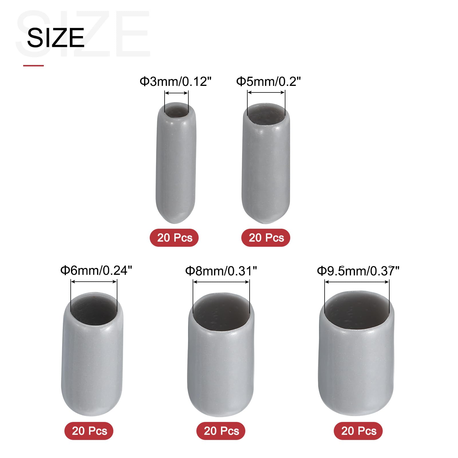 Uxcell 5pcs Rubber End Caps 28mm ID Round End Cap Cover - View #11