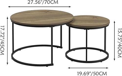 Miniatura 59 de KEVINSPACE Mesa auxiliar redonda pequeña para sala de estar, mesa auxiliar circular de madera, mesita de noche para apartamento, dormitorio, Ø 23.4"