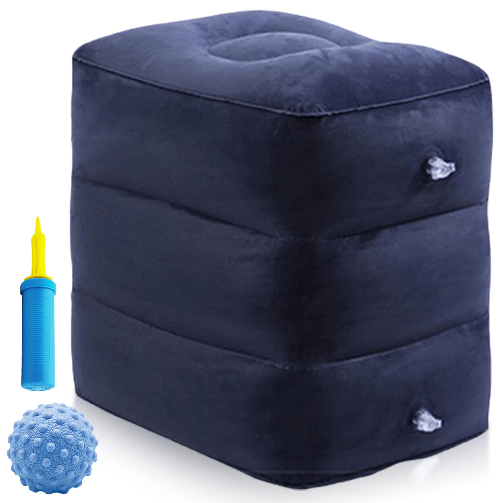 GBKDQQ Bandscheibenwürfel Aufblasbar, Beinhochlagerungskissen, Entspannungswürfel Stufenlagerungswürfel, Schaumstoffwürfel, Kissen zum Beine Hochlagern Mit Luftpumpe und Silikon-Faszienball