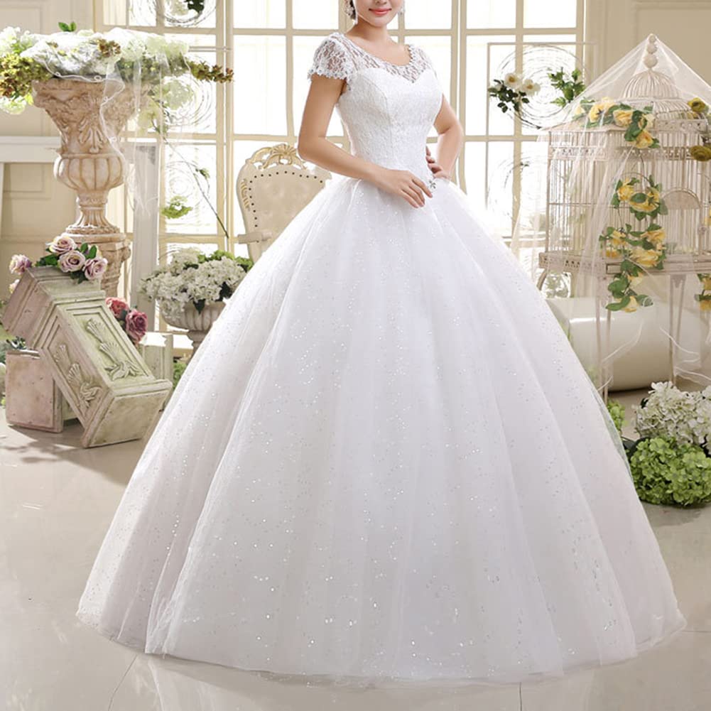 Vestidos de Novia Largo para Mujer Mangas Corte Vestidos Largos para Boda de Noche Vestidos de Fiesta