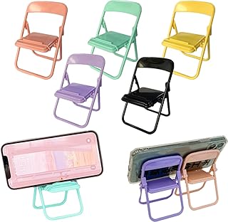 Miniature Folding Chair, 5Pcs Mini Folding Chair Toy, Miniature Folding Chair Cell Phone Stand Holder Doll House Folding Chair Models 5 Inch Miniature Furniture Chair Doll House Decor (1set)