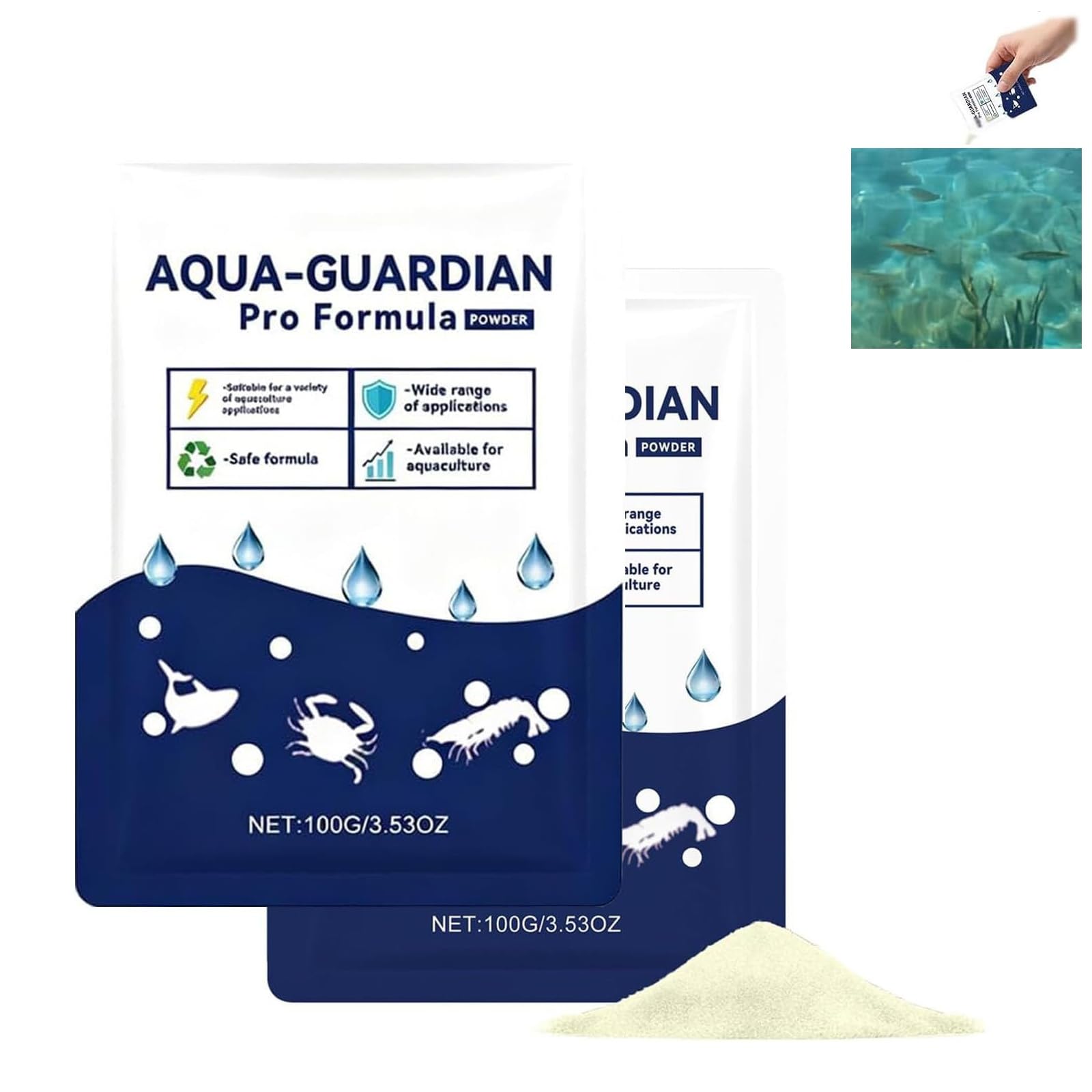 Aqua Guardian Pro Formula for Pond, New Aquatic Care Powder for Aquarium, Water Care Support for Fish, Shrimp & Crab, Easy-Mix, Maintenance Friendly, Clear Long-Lasting, Resealable Pouch (2 pcs)