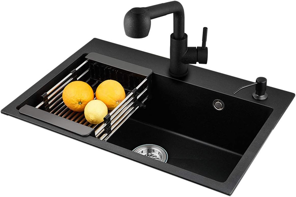 HYEBOX Kitchen Sink Quartz | Kitchen Sinks Undermount Sink | Small Kitchen Sink Black (31''x20'')