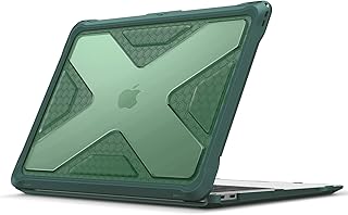 Fintie Case for MacBook Air 13 Inch A2337 (M1) / A2179 / A1932 (2018-2021 2022 Release) - Heavy Duty Hard Shell Case Cover with TPU Bumper for MacBook Air 13 Retina Display w/Touch ID, Midnight Green