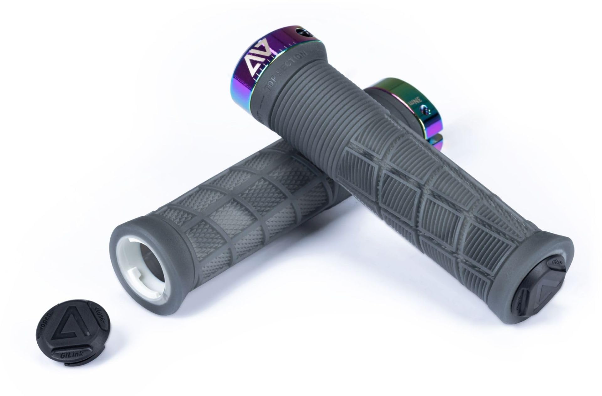 Acid Disrupt Mountain Bike Handlebar Grips (Translucent Black/Oil Slick, 30.5mm) — image 1