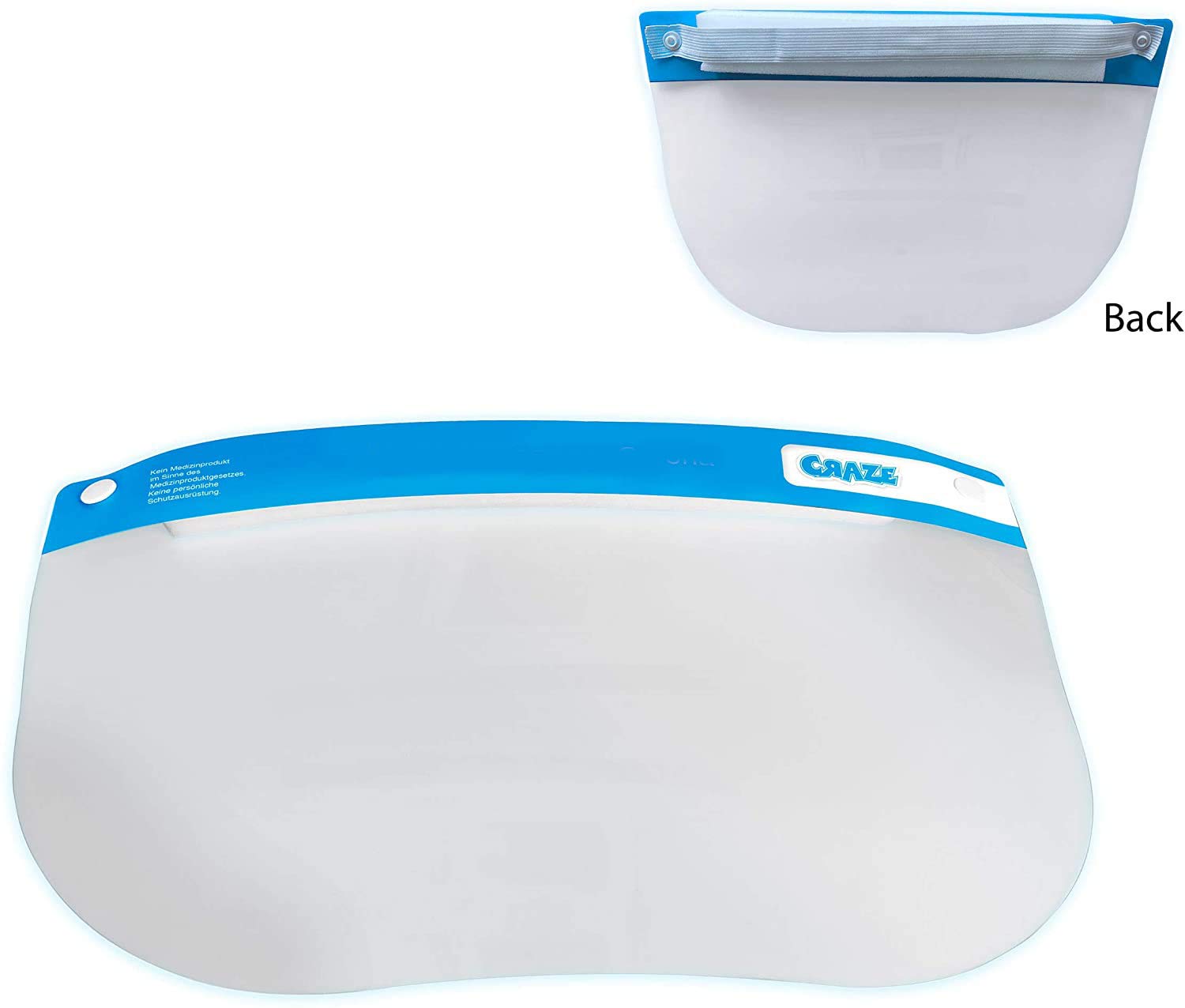 CRAZE Wizjer na twarz Face Shield wizjer z tworzywa sztucznego, elastyczna maska zapobiegająca odpryskom z powłoką zapobiegającą parowaniu, wyściełana 28308