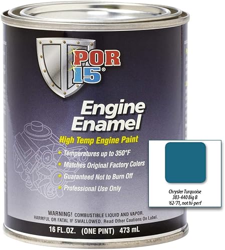 POR-15 Esmalte para motor Chrysler Turquoise - 1 pt. - Pintura para motor a alta temperatura