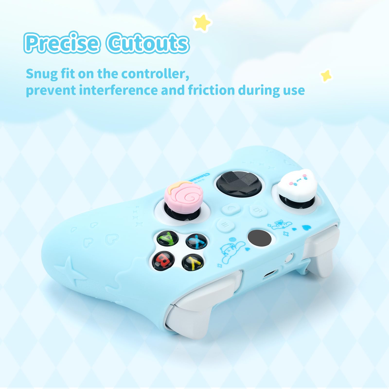 Kuitmor Graziosa custodia protettiva per controller Xbox Series X, custodia protettiva in morbido silicone, custodia protettiva ergonomica compatibile con controller wireless Xbox con 2 tappi per