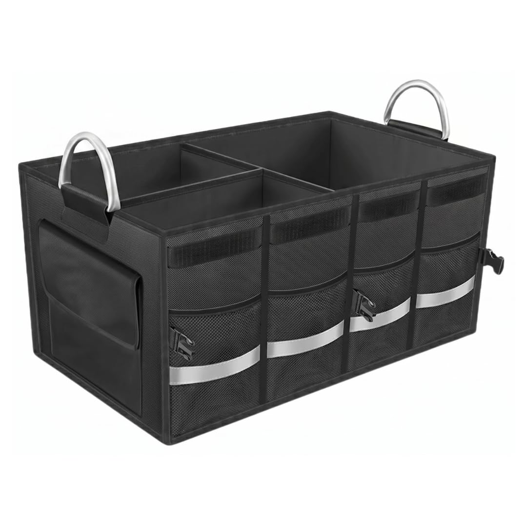 Bolsa Organizadora de Carro Dobrável com Divisórias 66L – Porta-Malas Organizado com