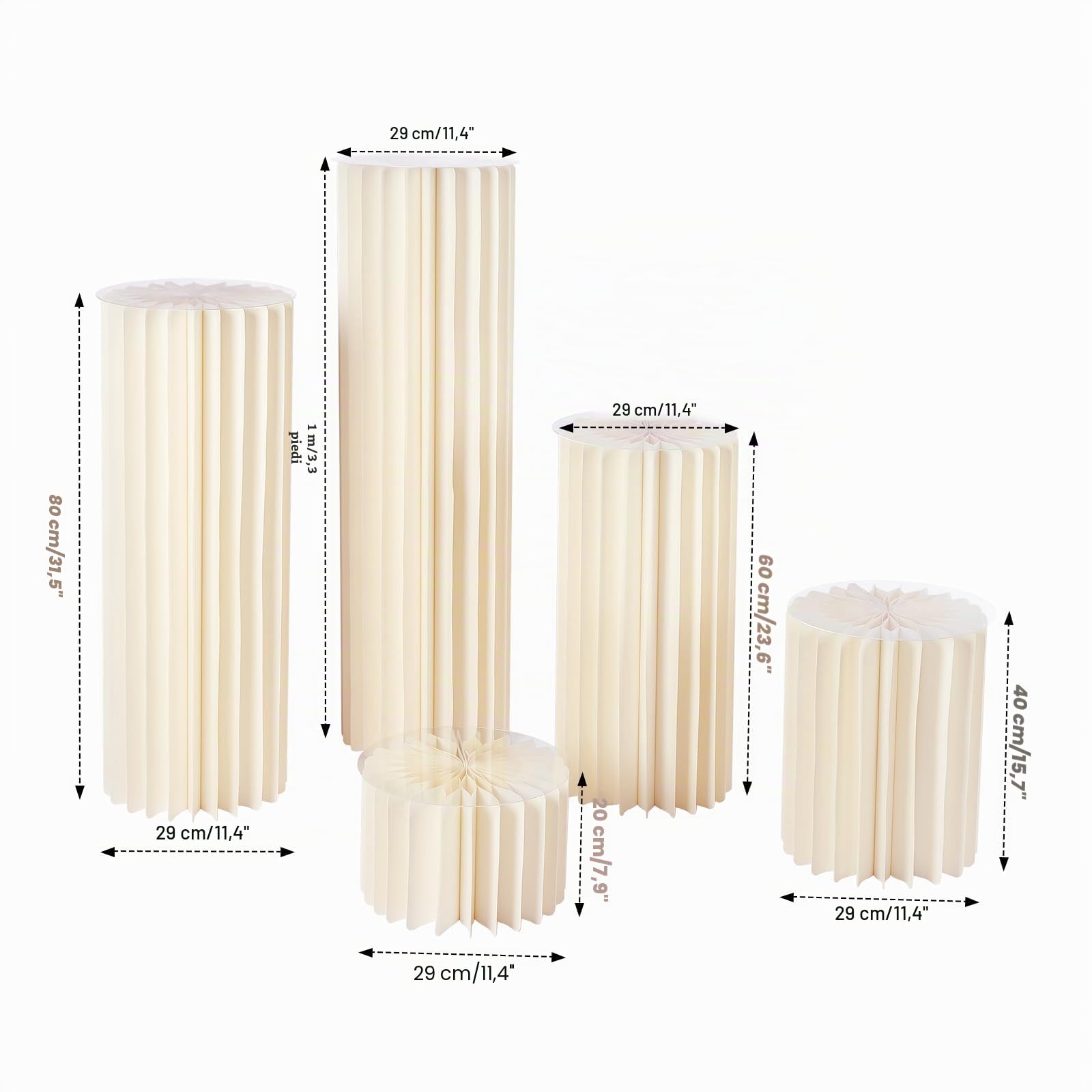 5 pezzi di cartone per matrimonio, colonna di fiori, vaso pieghevole in cartone, display a colonna con coperchio in acrilico, supporto per fiori pieghevole, colonna decorativa per matrimonio