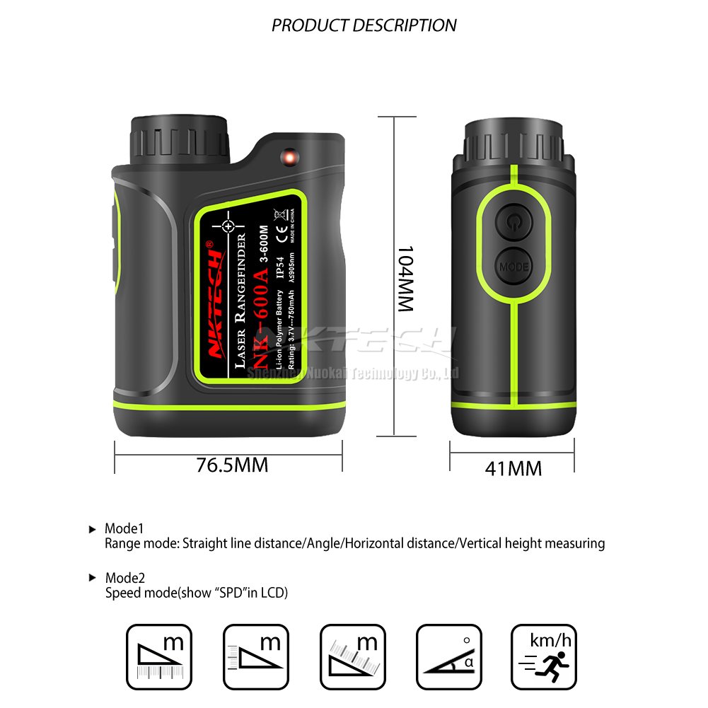 Télémètre laser 4-en-1, portée 1500 m, grossissement 8x, rechargeable, pour chasse et golf