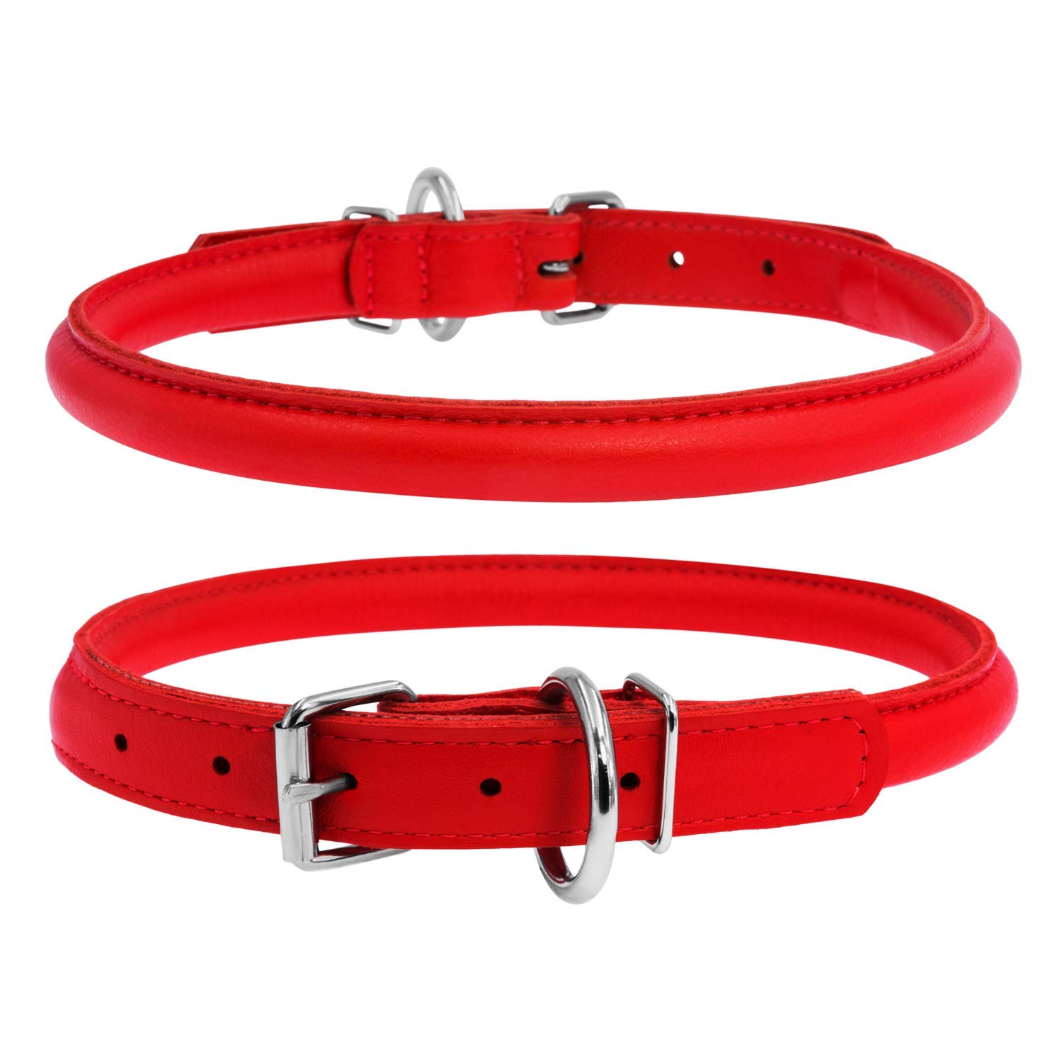 Buy Rolled Leather Dog Collar for Large Pets Durable Steel DRing and