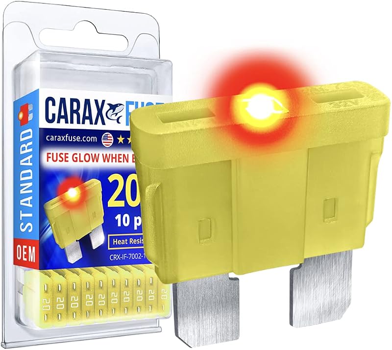 Fusível automotivo de lâmina CARAX Glow LED ATC/ATO/ATS 20 A amarelo – Kit com 10 unidades