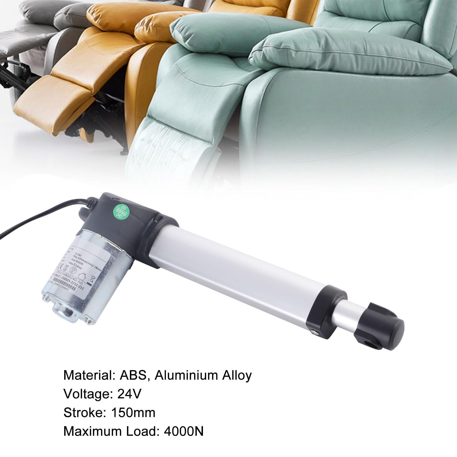 Attuatore Lineare Resistente da 150mm, Motore 24V, Carico Massimo 4000N con Resistente Agli Agenti Atmosferici, Sedie Massaggianti Componenti per elettrodomestici