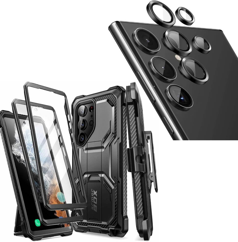 i-Blason for Samsung Galaxy S23 Ultra Case & Galaxy S23 Ultra Camera Lens Protector(Black)