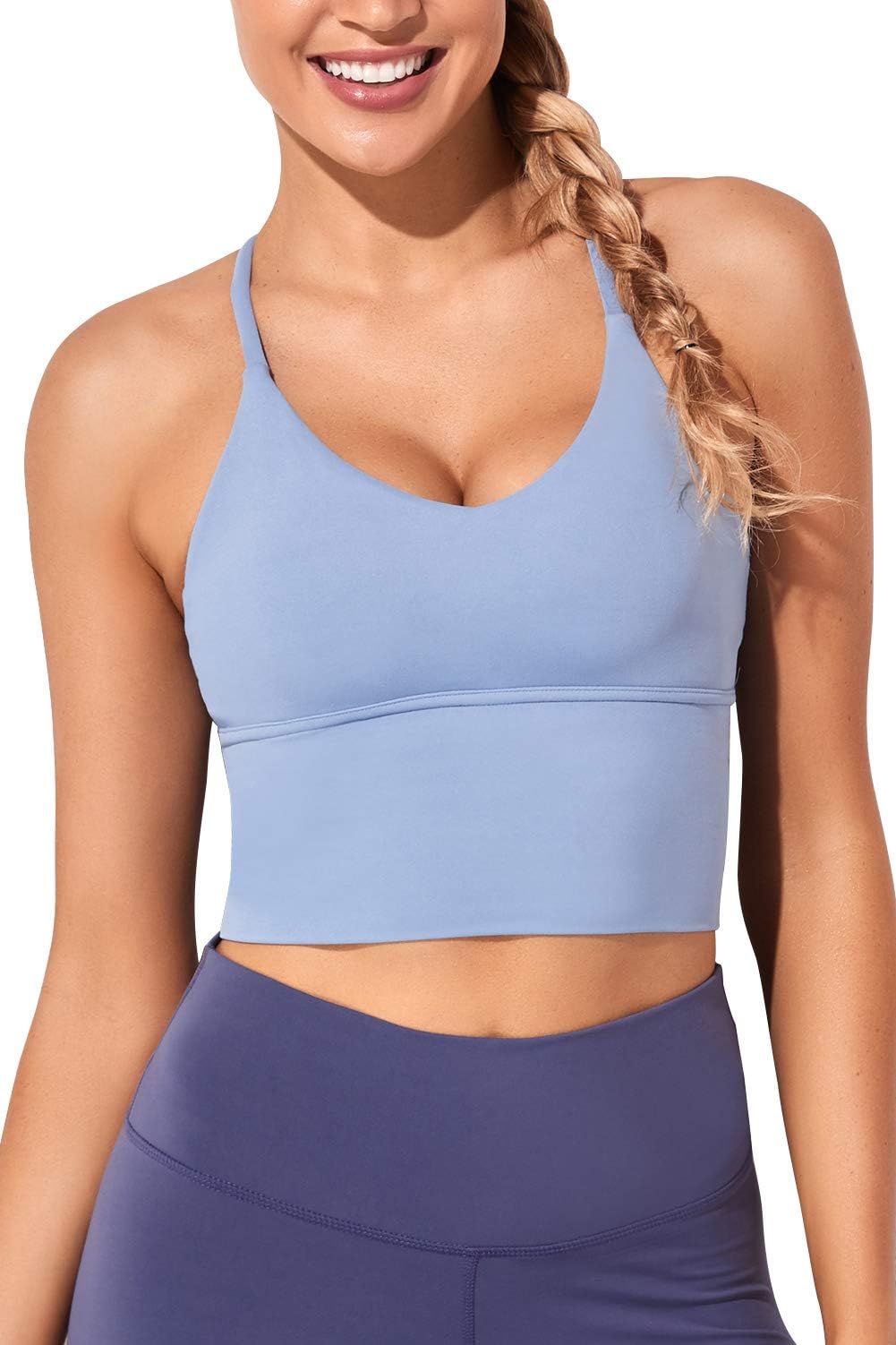Women Sports Bras Longline Fitness Crop Tops Tank Gym Camisole Yoga Workout Running Shirts