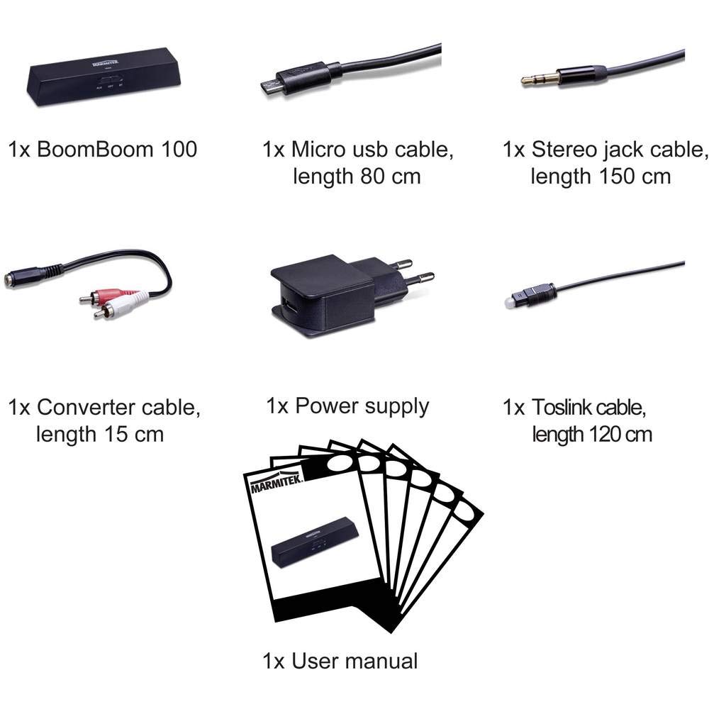 Marmitek BoomBoom 100 - Nadajnik odbiornik Bluetooth RX/TX aptX | Adapter audio do TV, słuchawek i systemu hi-fi, aptX Low Latency, AAC, Toslink, jack 3,5 mm i 2 słuchawki