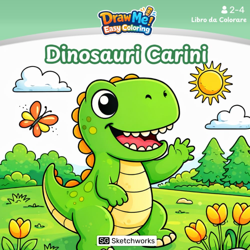 Dinosauri Carini: Libro da Colorare per Bambini 2–4 Anni (Draw Me! Easy Coloring - IT)