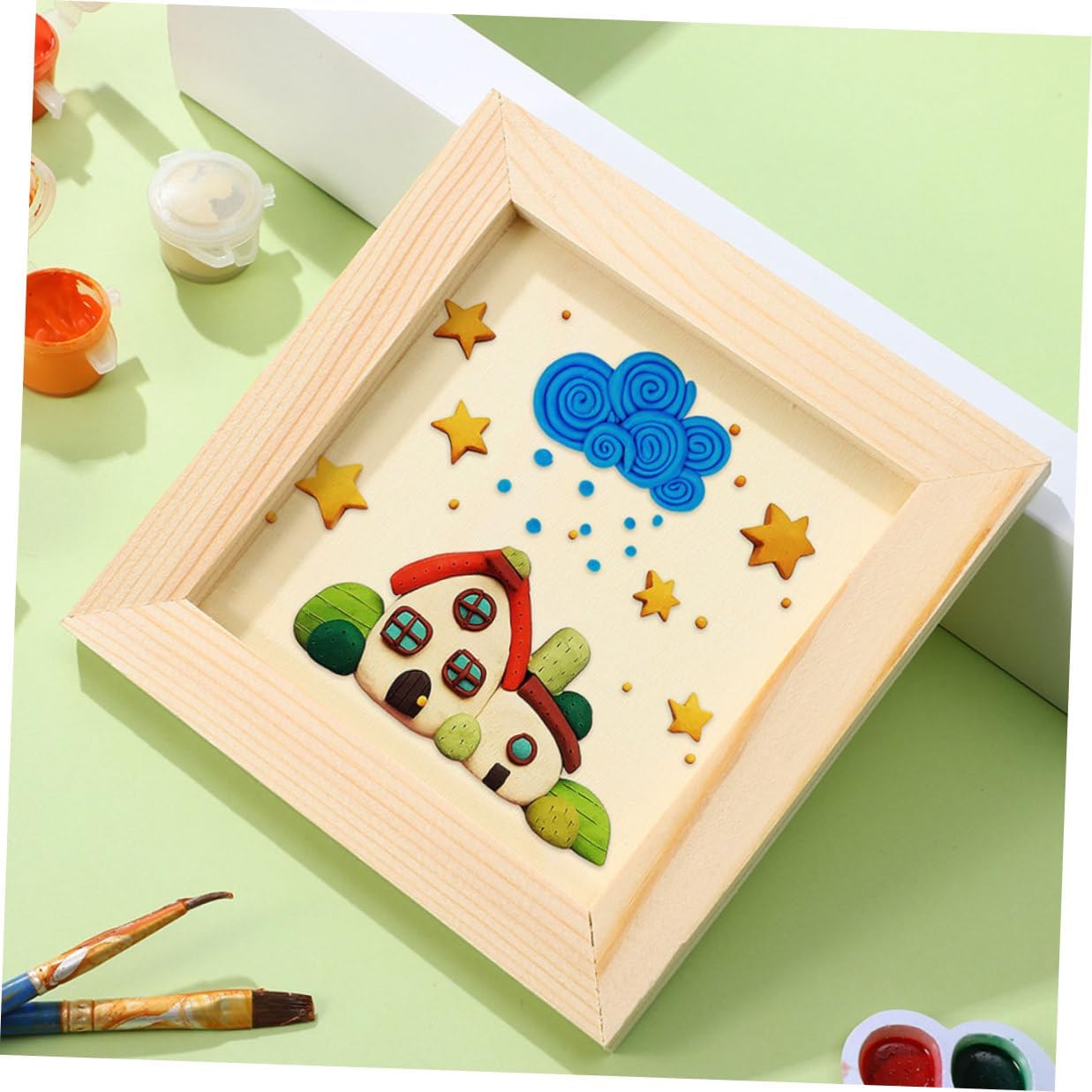 5 Pcs DIY Wooden Picture Frames for Art Projects, Blank Wood Craft Frames 20x20cm, Paintable ’s Photo Display for Boys and Room Decor