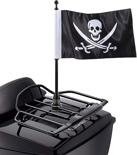 Bandera de calavera con soporte de asta de bandera de motocicleta negra para Harley, para Honda Goldwing, para CB, para VTX, para CBR, para Yamaha,
