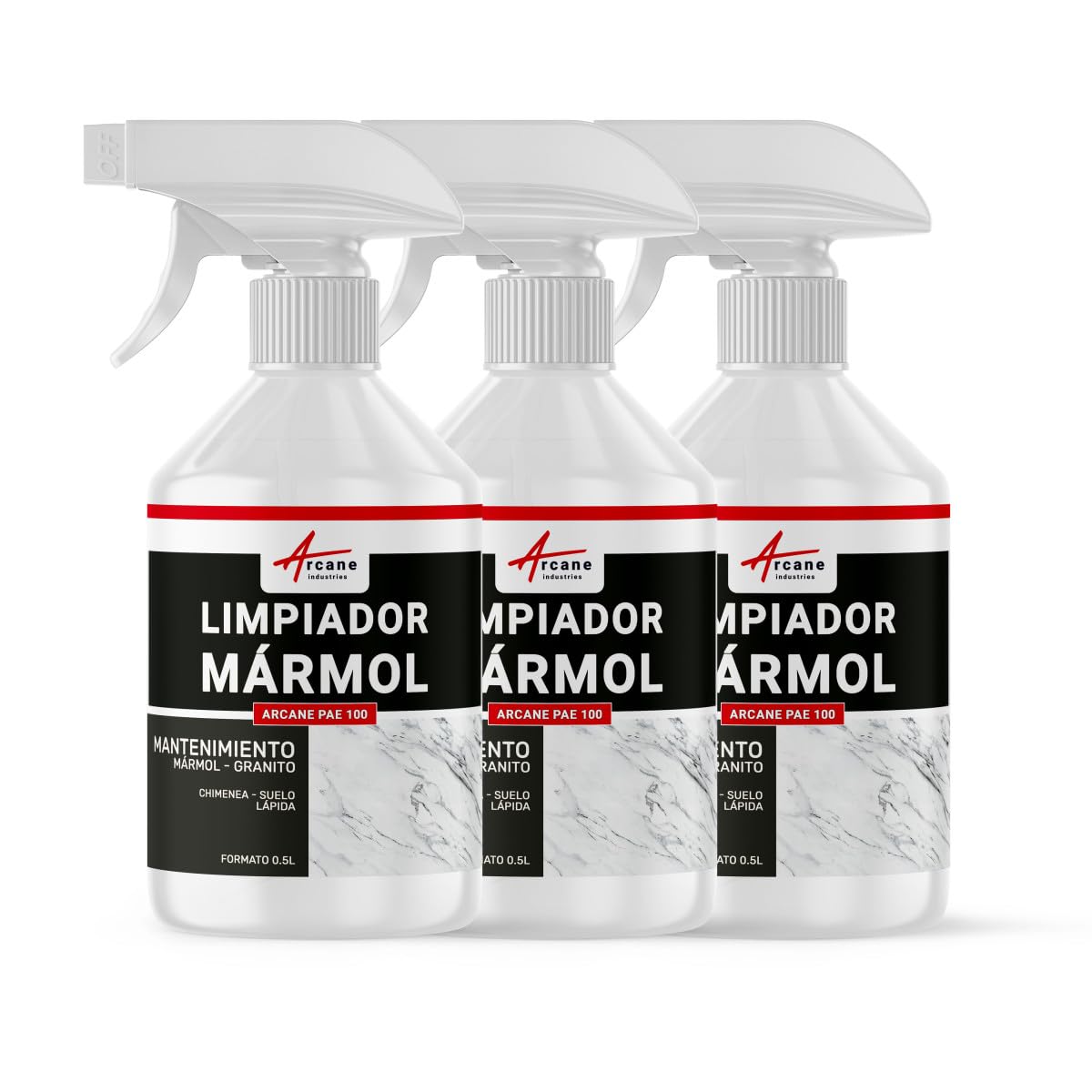 Limpiador renovación granito piedra chimenea - LIMPIADOR RENOVADOR PARA MÁRMOL - 1,5 L (3 x 0,5 L) - ARCANE INDUSTRIES