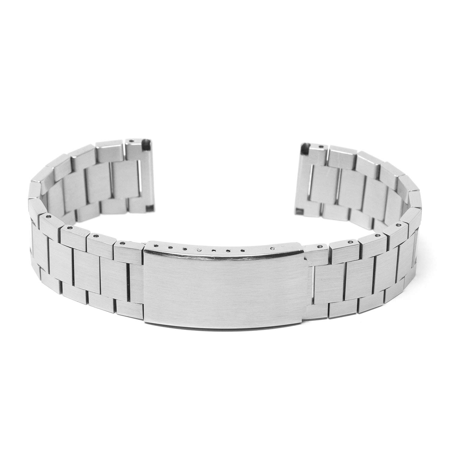 StrapsCo Stainless Steel Flat Link Watch Bracelet Band Strap - Brushed Silver - 21mm