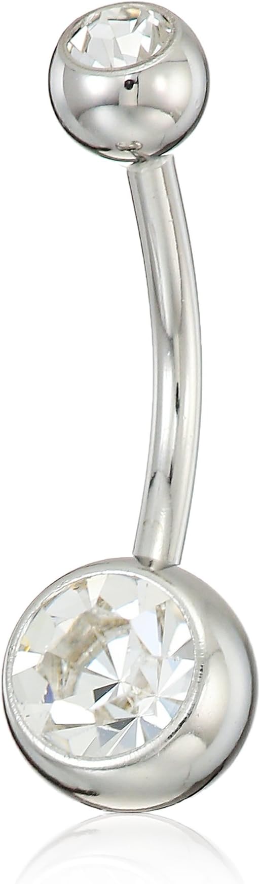 Body CandyStainless Steel Clear Accent Internally Threaded Belly Ring 1/2"
