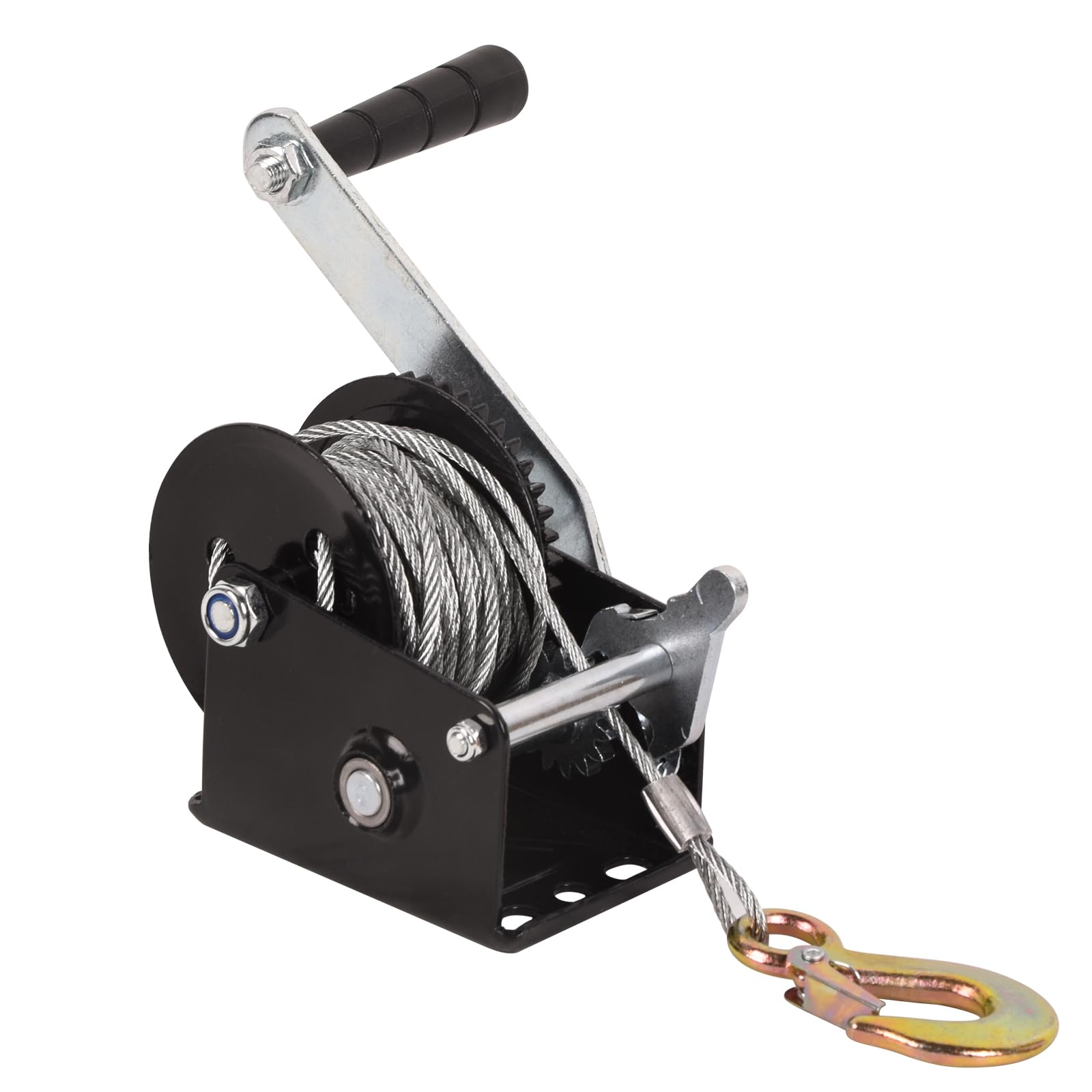 VAIDPRO Boat Trailer Winch Hand Winch 800lbs Heavy Duty Hand Crank Winch with 33ft Steel Cable, Manual Operated Ratchet ATV UTV Boat Trailer Marine