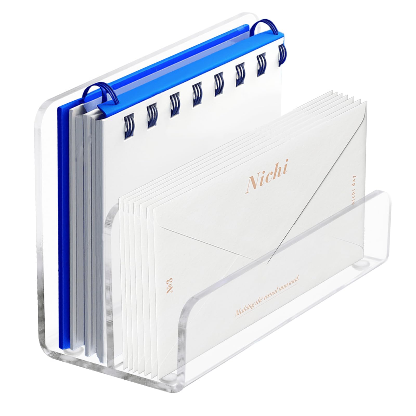Thatyro 2 Compartments Acrylic Mail Holder, Vertical Letter Holder for Desk, Office Home File Envelope Mail Organizer Sorter for Desktop Bill Document Notebook (1)