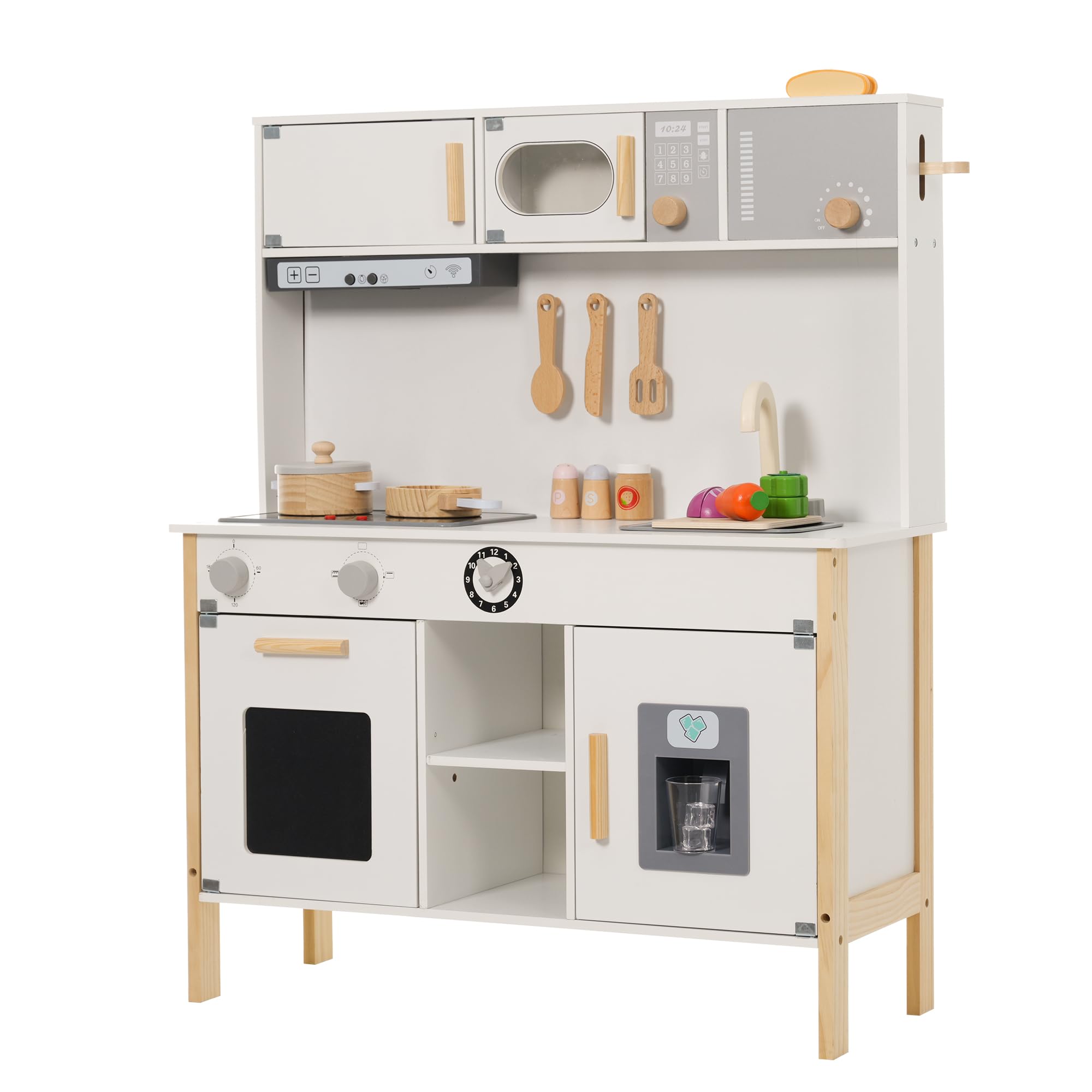 Amazon | ままごと キッチン 木製 トースター 冷蔵庫 製氷機 電子
