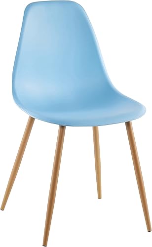 Miniatura 3 de Porthos Home Oban - Juego de 2 sillas de comedor con carcasas de plástico duraderas y patas de hierro cónicas en acento amaderado (ideal para