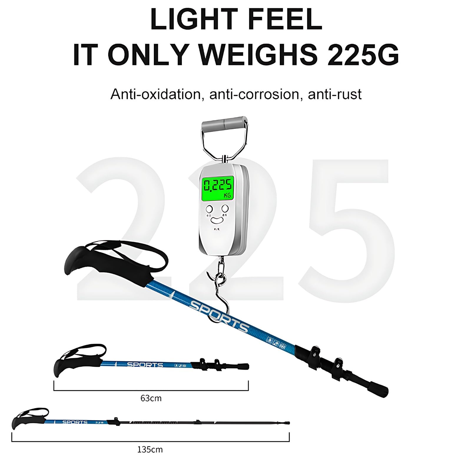Ensemble de 2 bâtons de randonnée, bâtons de Trekking en Carbone Ultra-légers et Anti-Choc de 224 g, bâtons Nordiques rétractables