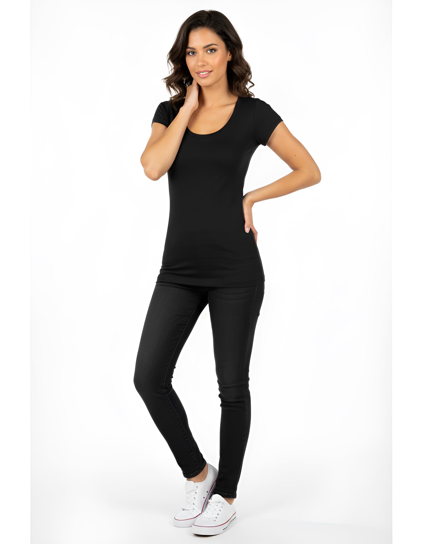 Emmalise Damen-T-Shirts, U-Ausschnitt, kurze Ärmel, 6er-Pack