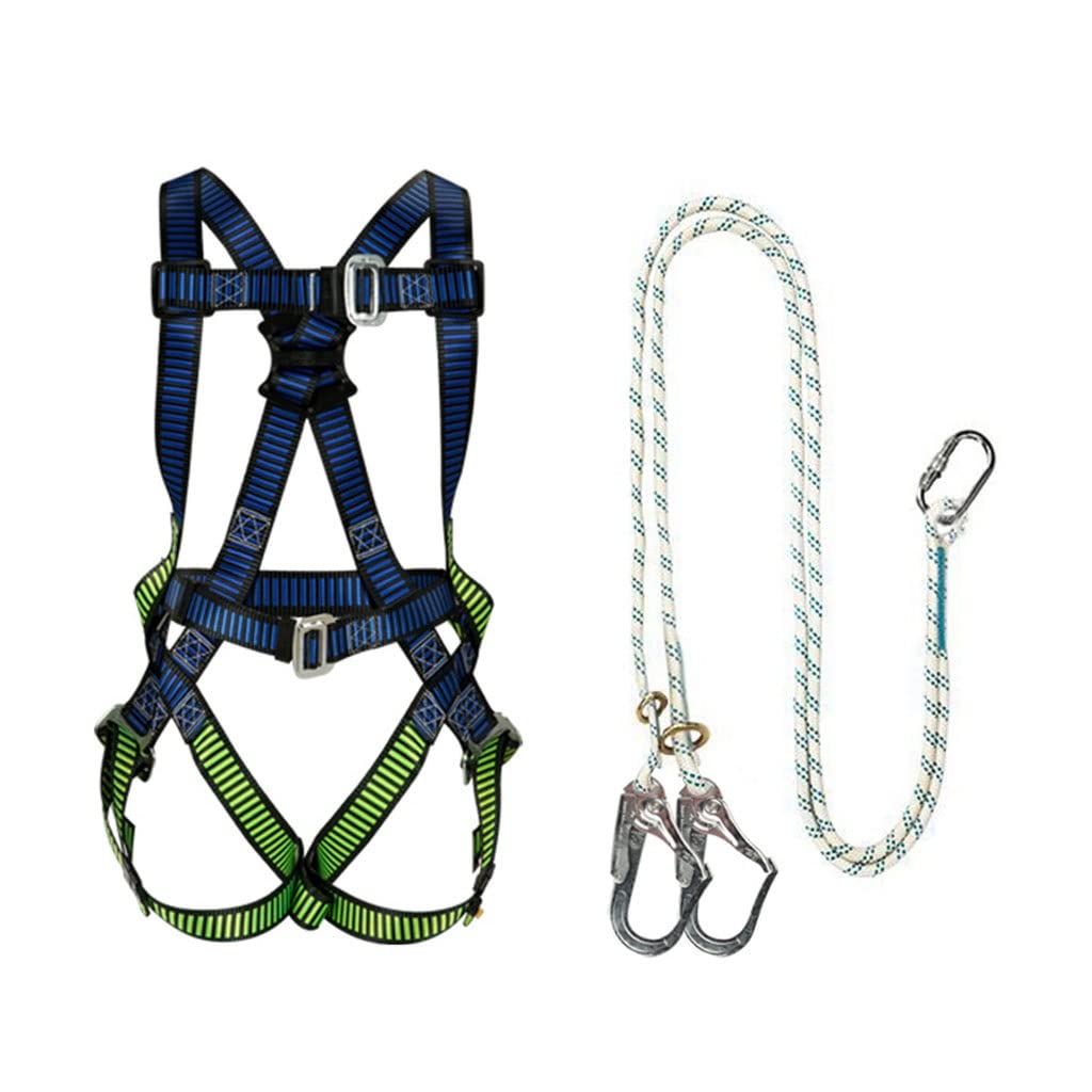 SwaYve Cinturón de Seguridad para Trabajos Aéreos, Kits de Arnés de Seguridad, Arnés de Detención de Caídas, Herramienta de Arnés de Protección Contra Caídas de Cuerpo Completo/Double Hook/1.6M