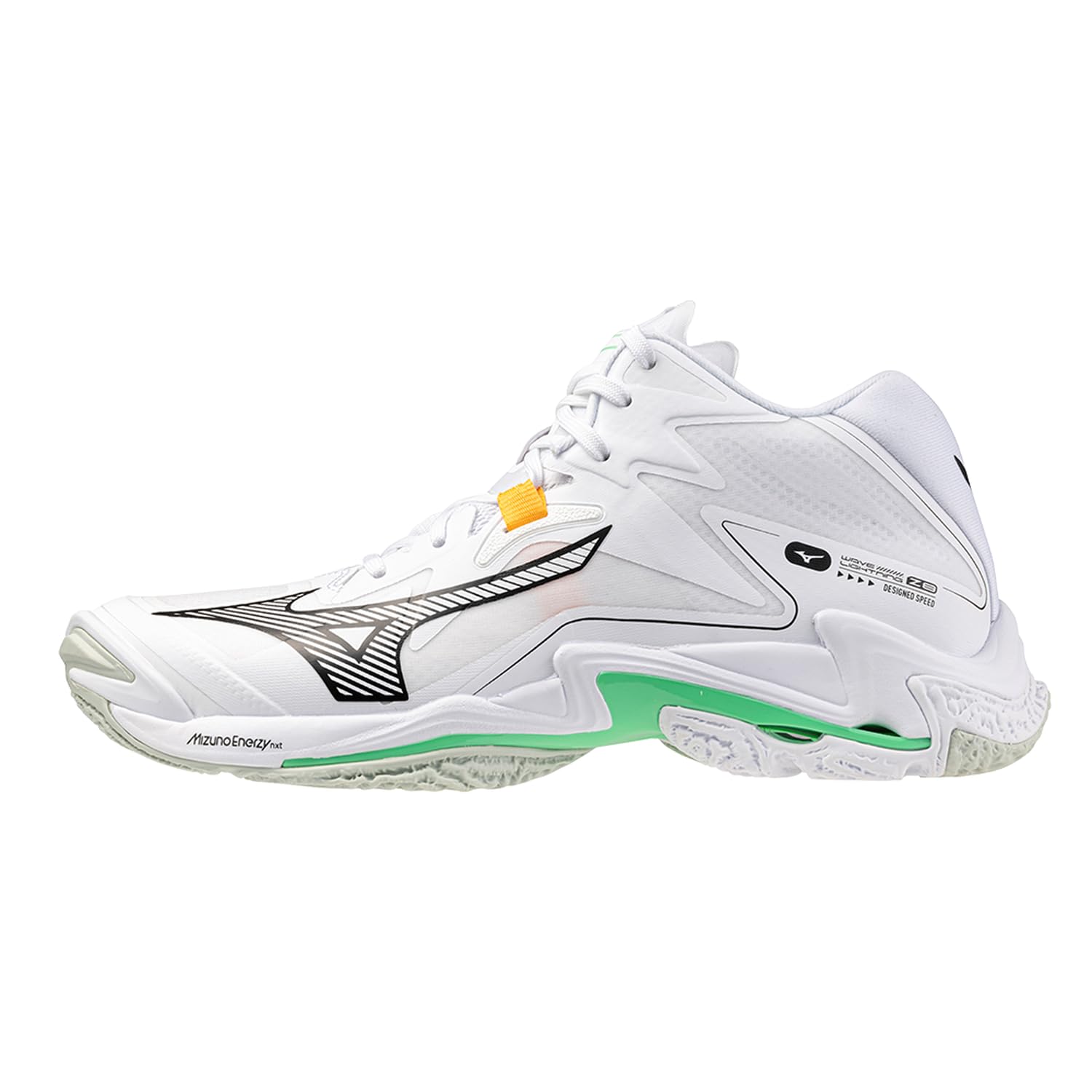 Mizuno Wave Lightning Z8 Mid - Zapatillas de voleibol profesionales, color blanco/negro/Frozen Emerald
