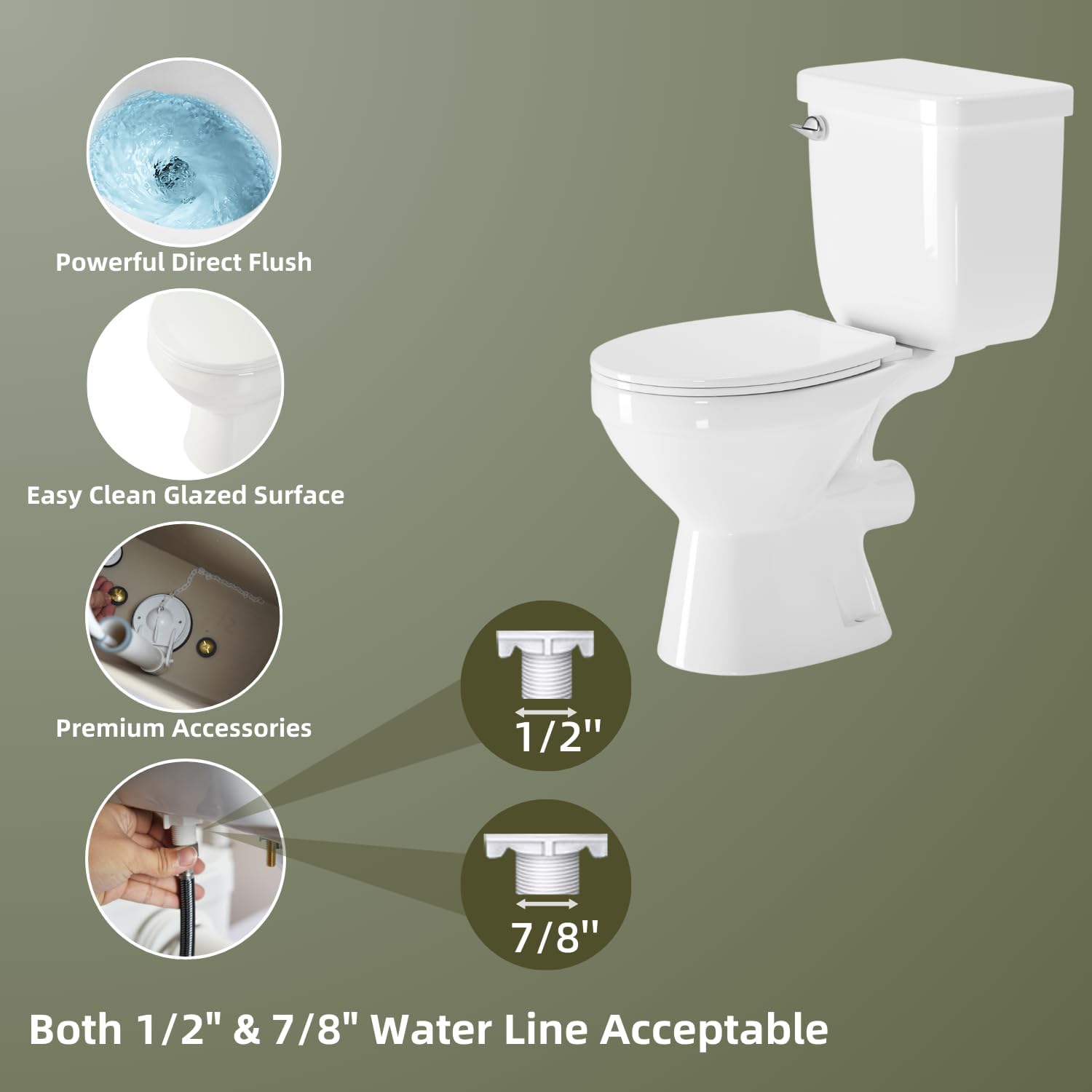 Durable 600W Upflush Toilet For Basement, Compact Macerator Toilet System With 30 Feet Sewage Flush Up Pump, Soft-Close Seat & 16.5" Toilet Bowl, Included Two Types Extension Pipes