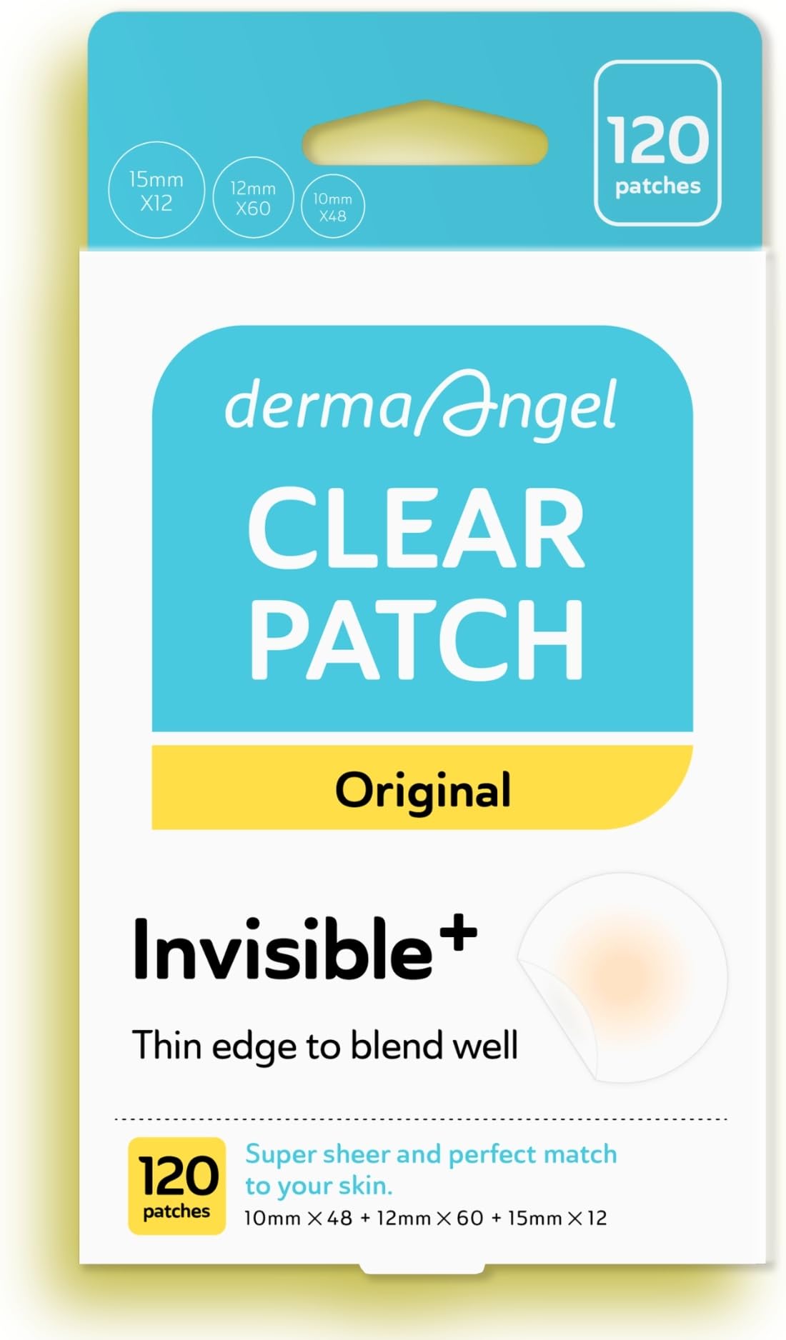 DERMA ANGEL Ultra Invisible Acne Patches for Cystic Acne Treatment Pimple Patches for Cystic Acne Blemish Patches Hydrocolloid Patches - Day & Night Use - UPGRADED (Acne Specialist 120 Count 3 Sizes)