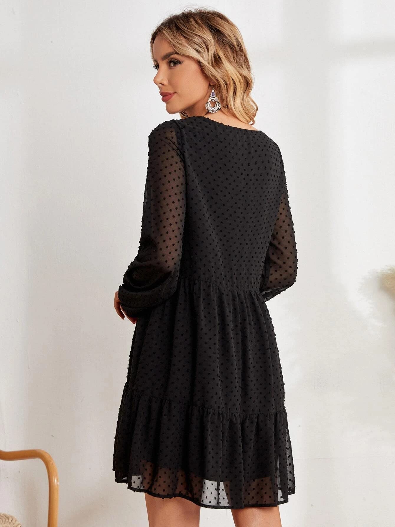 Tagas Women's Georgette Fit And Flare Knee-Length Dress (Op-1000-Black- Black_Xl)