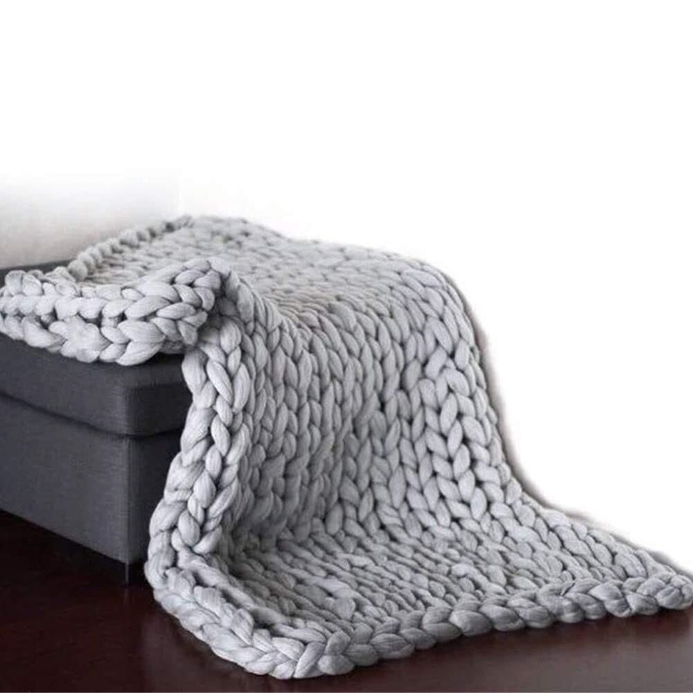 WJHDWYD Knitted Blanket Chunky Knit Throw Chunky Knitted Blanket Knit Blanket Grey Throws For Sofa Large Knitted Bed Throw Blankets For Beds(Grey,100X120)