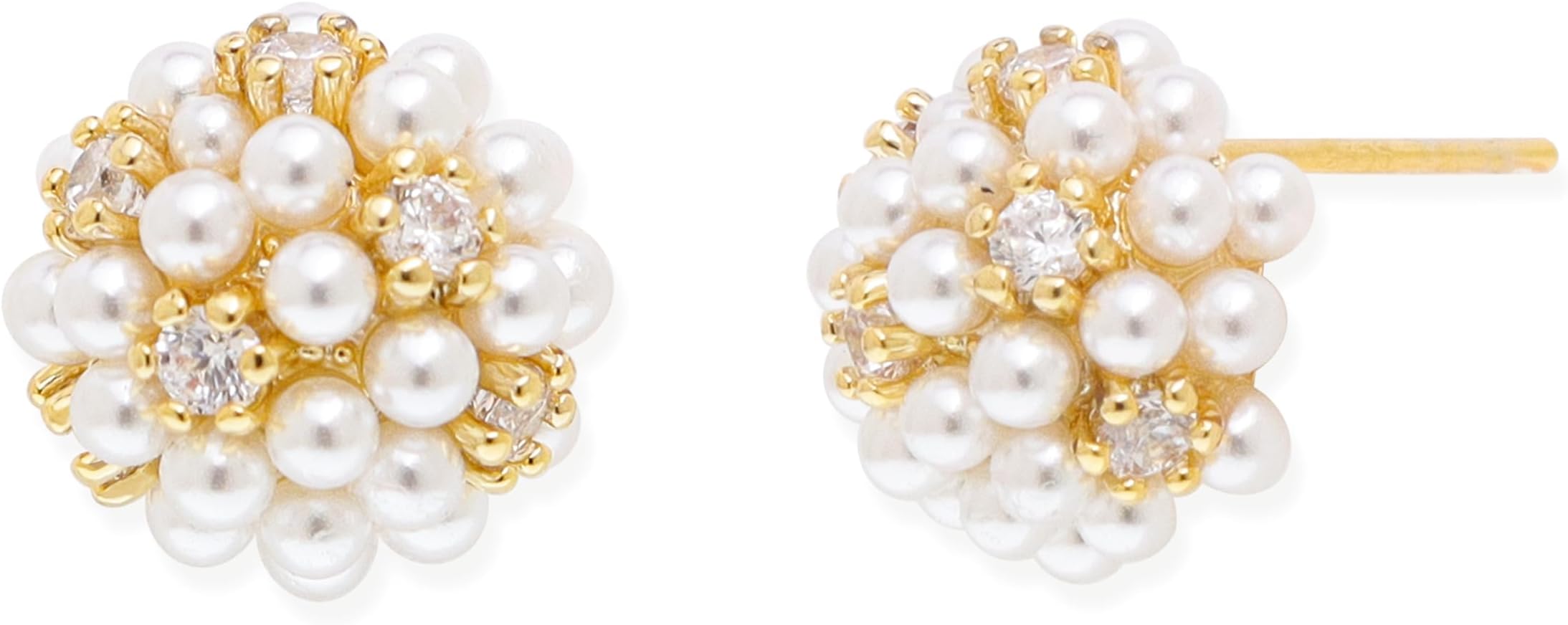 Pearl Flower Leaf Stud Earrings for Women Statement Cluster CZ Pearls Earring Gold Plated Sterling Silver Wedding Prom Birthday Fashion Jewelry Gift