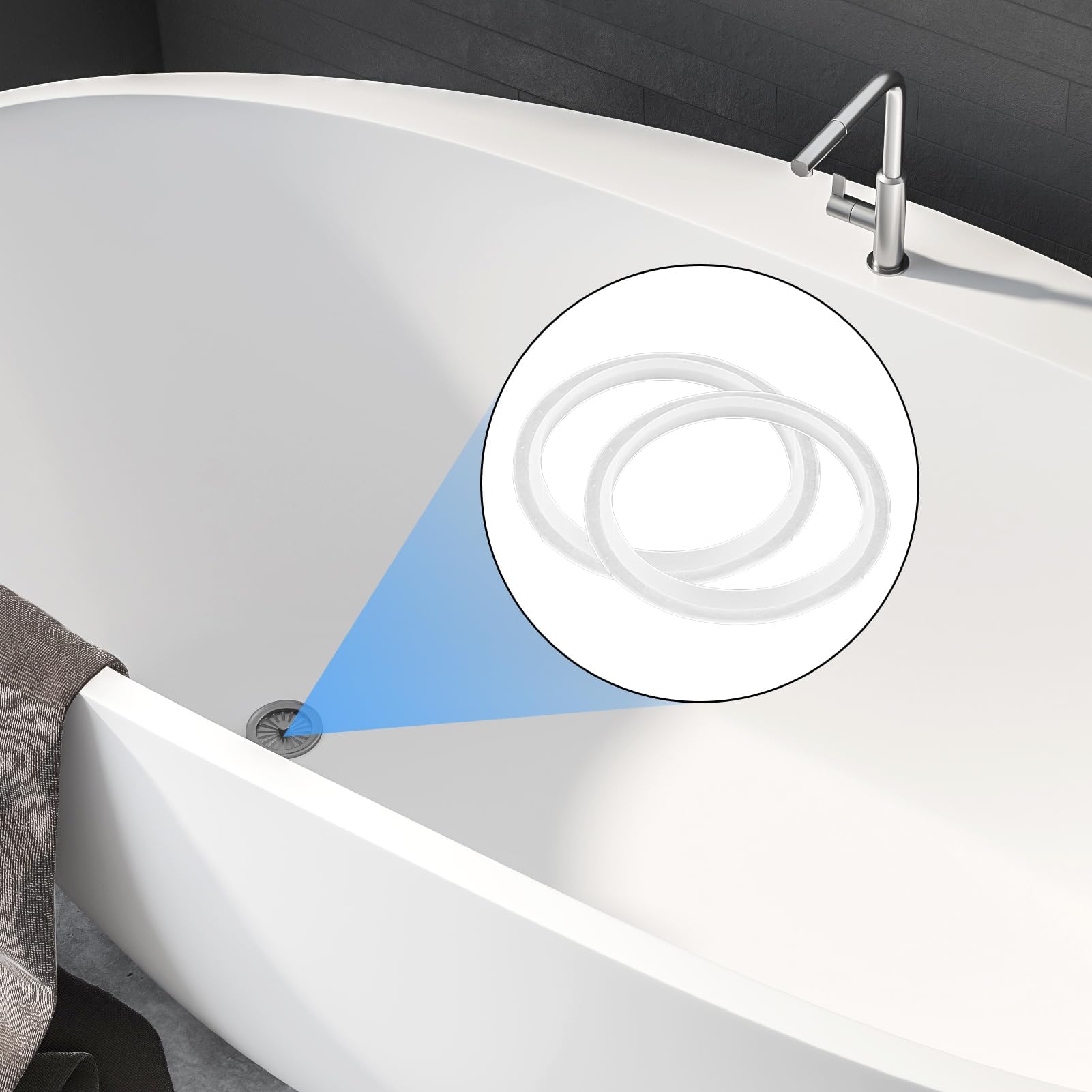 6-Pack 38mm Pop-Up Sink Plug Seals - Silicone O-Ring Gaskets For Bathroom & Kitchen Drains