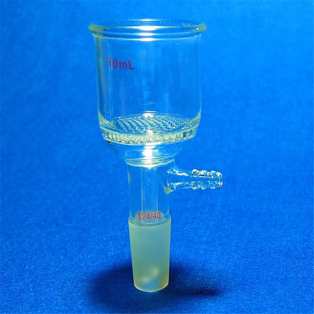 Embudo de vidrio 24/40 de 70 ml con placa de 47 mm, cristalería de laboratorio