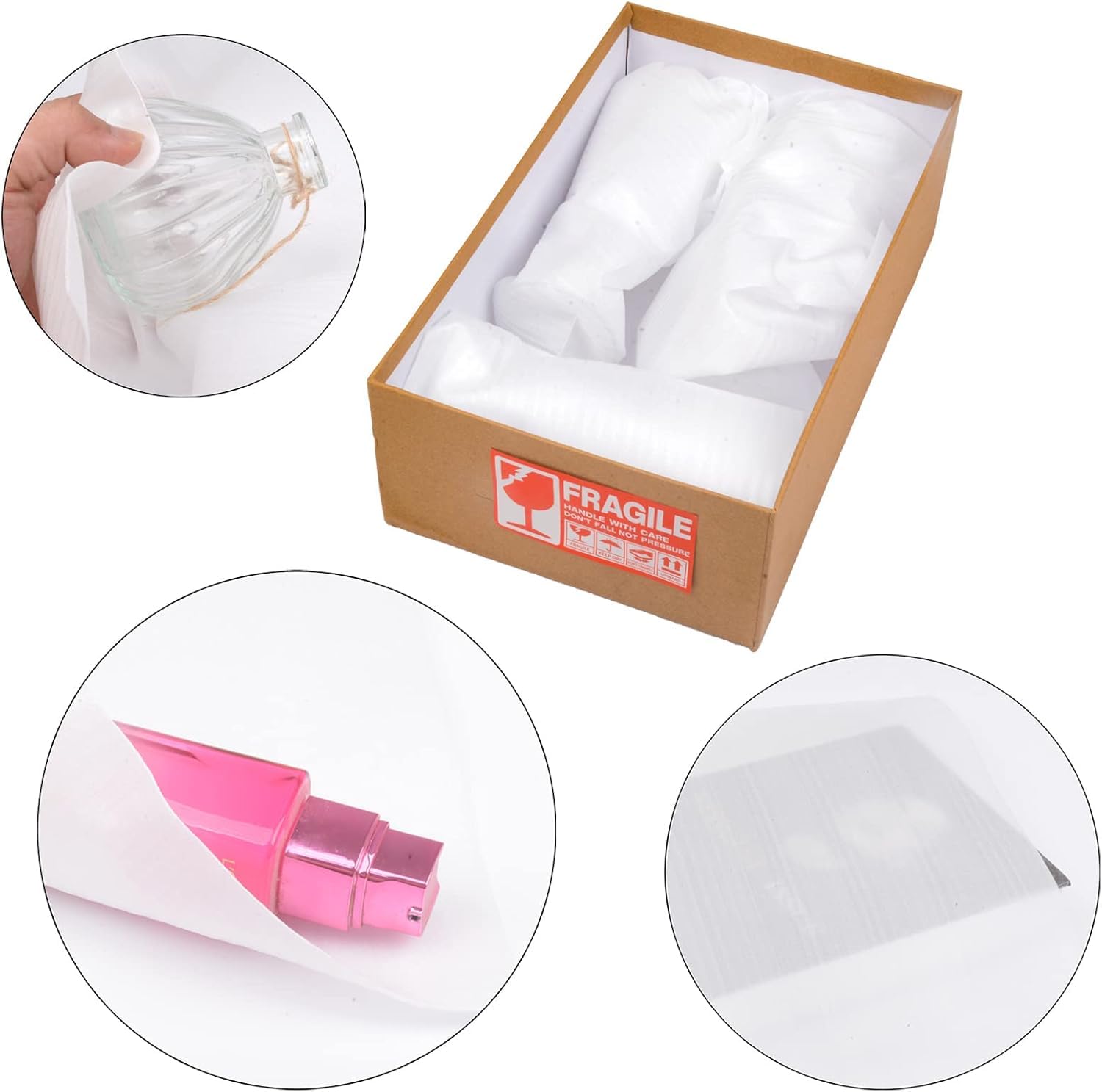 Cymax Matériau d'emballage : 100 cartons de déménagement avec autocollants fragiles pour cartons, déménagement, vaisselle, verres, bouteilles de vin, 200 mm x 200 mm x 1 mm