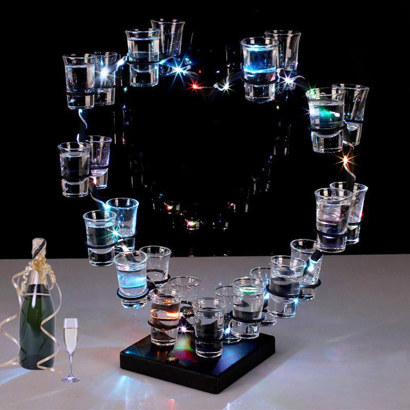 【新品】テキーラ観覧車 LED酒ボトルの表示棚 12カップ LED酒ボトルの表示棚 充電式 テキーラ観覧車カラフルな回転アイス キッチン収納・ラック