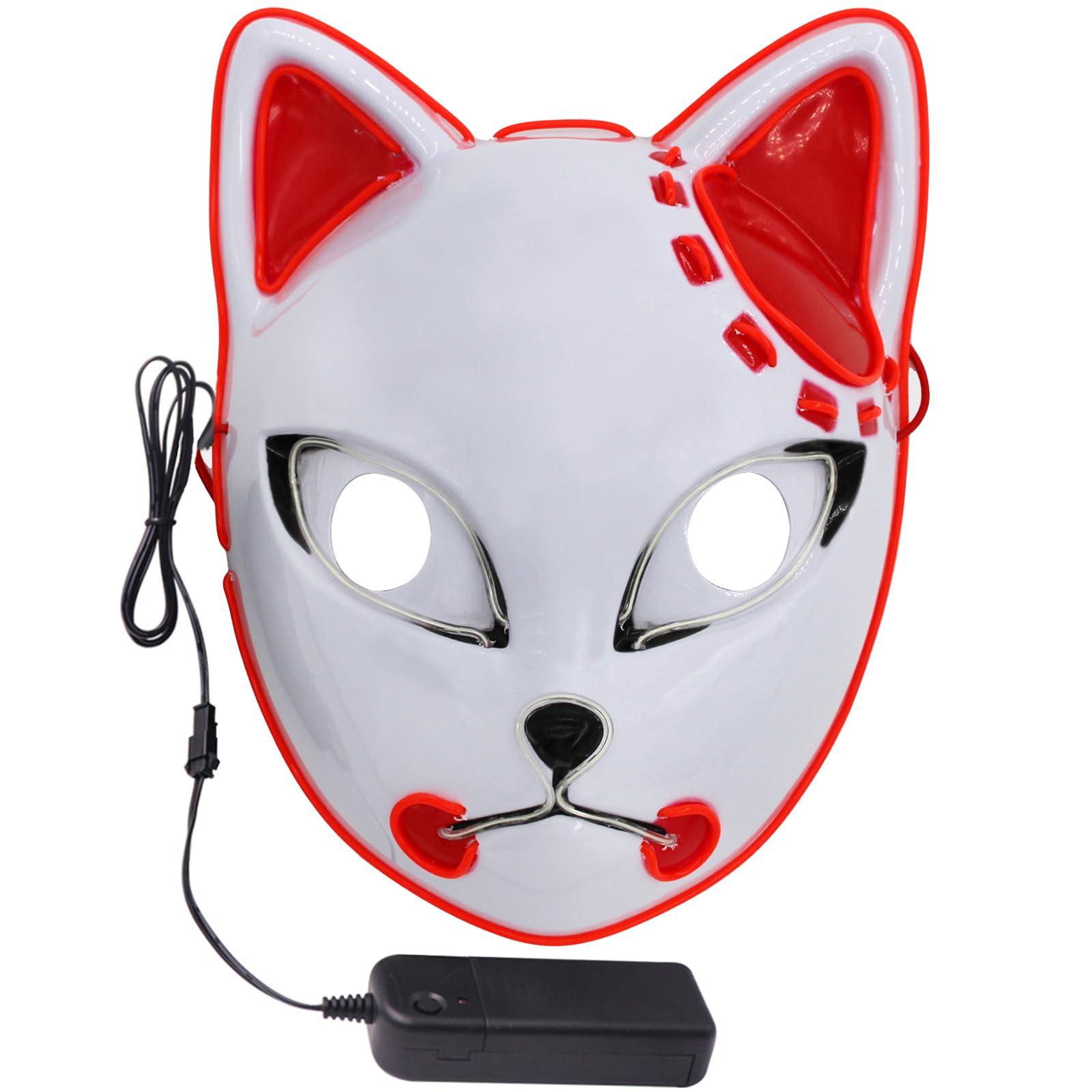 Halloween Mask with LED Lights - Scary Light-Up Mask for Costume Parties Cosplay, Masquerade & Carnival Festivals (white B)