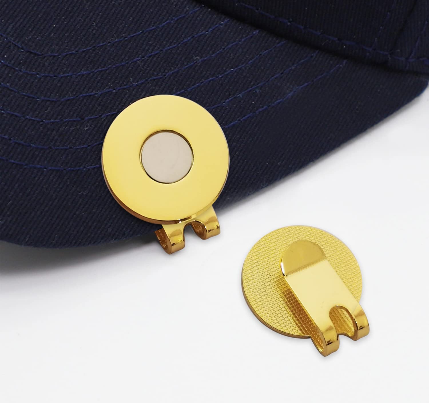 Adhere 2pcs Golf Hat Clip Golf Ball Marker Holder Magnetic Golf Cap Clips Without Ball Marker (2PCS Gold) - Image 3