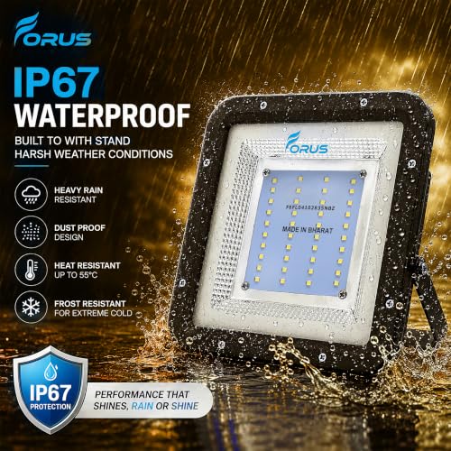 Image of Forus 30W LED Flood Light Outdoor IP67 Waterproof Warm White High Mast Focus Floodlight, Energy Efficient Halogen Replacement, 4 Years Warranty for Garage, Garden, Parking, Factory (1 PC)